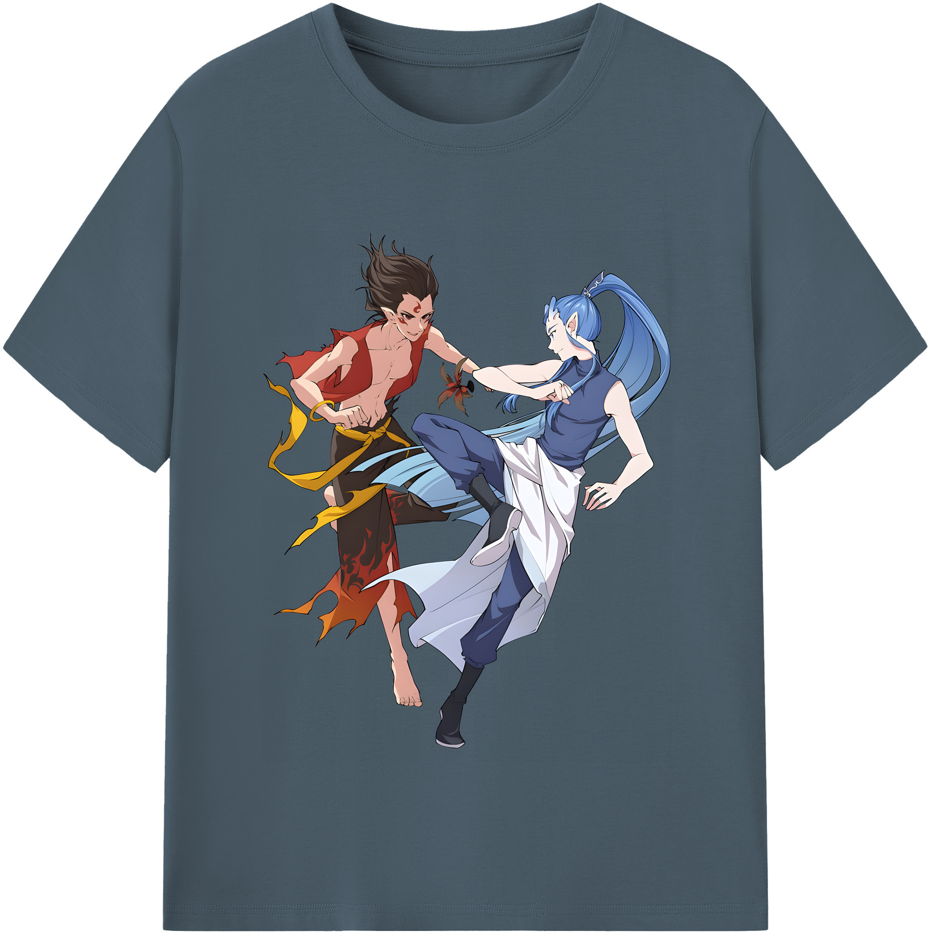 （画像用） Ne Zha 2 ナタ 魔童の大暴れ 綿100％半袖Tシャツ（フロントプリント）
